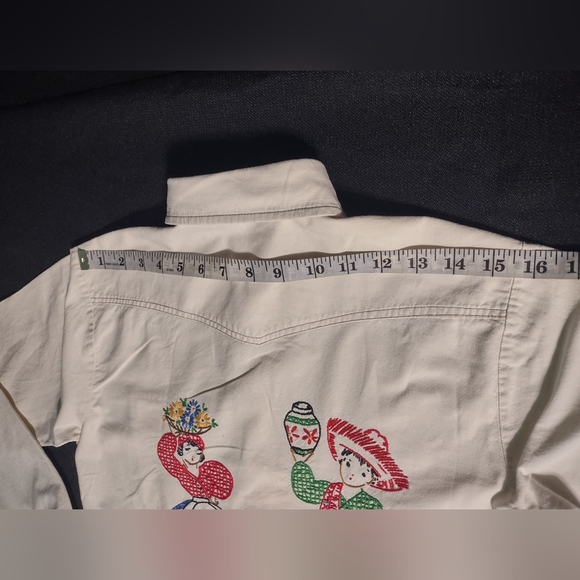 Bud Berma Vintage Men's Embroidered Button Down Shirt Sz 16 "Flaws" - Picture 11 of 12